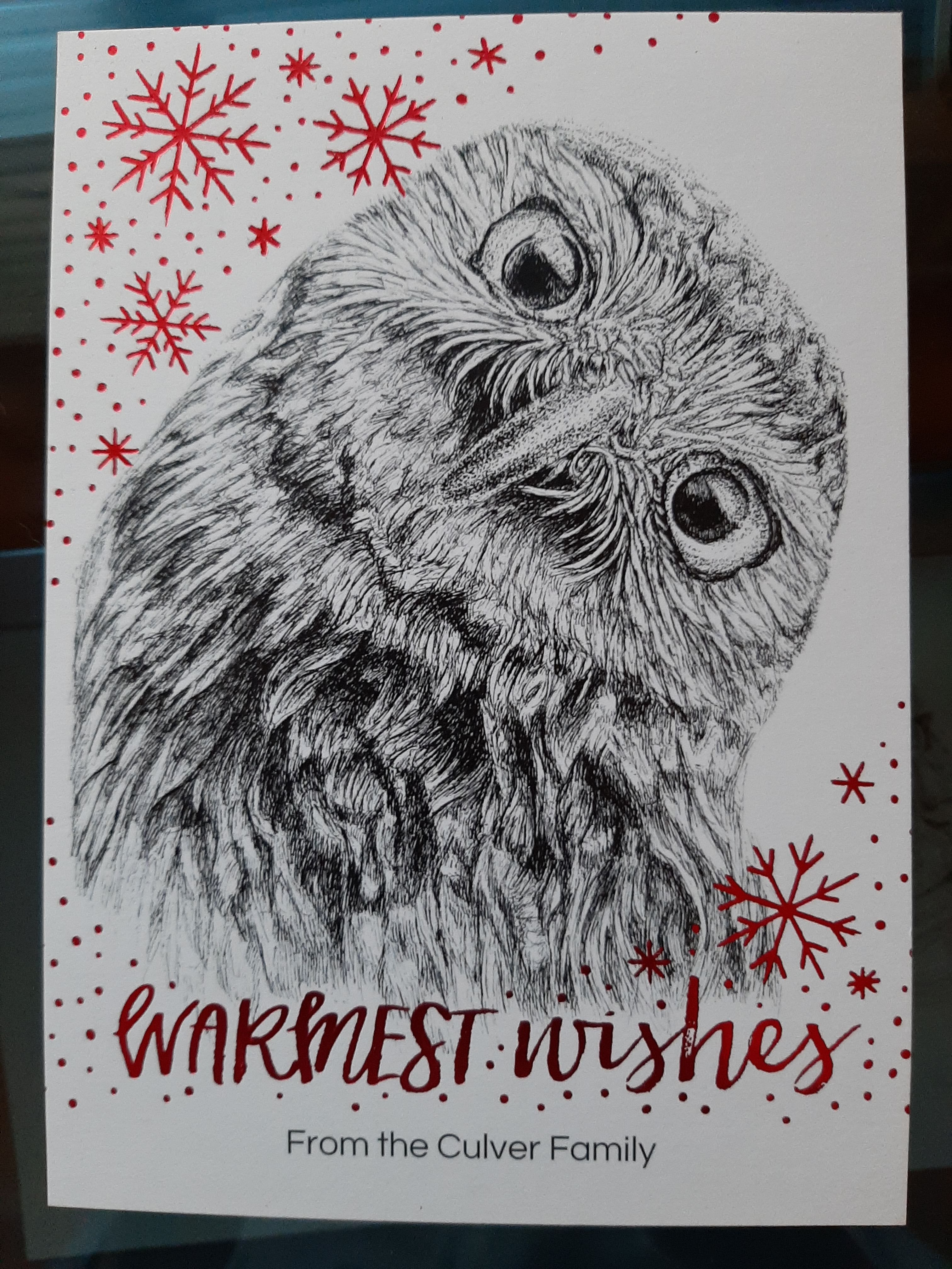 Metallic Owl Christmas Card